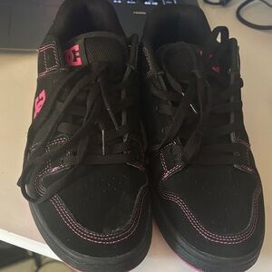 DC Black Sneakers with Pink Highlights